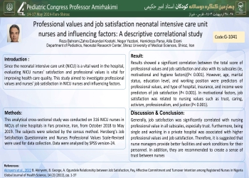 Professional values and job satisfaction neonatal intensive care unit nurses and influencing factors: A descriptive correlational study